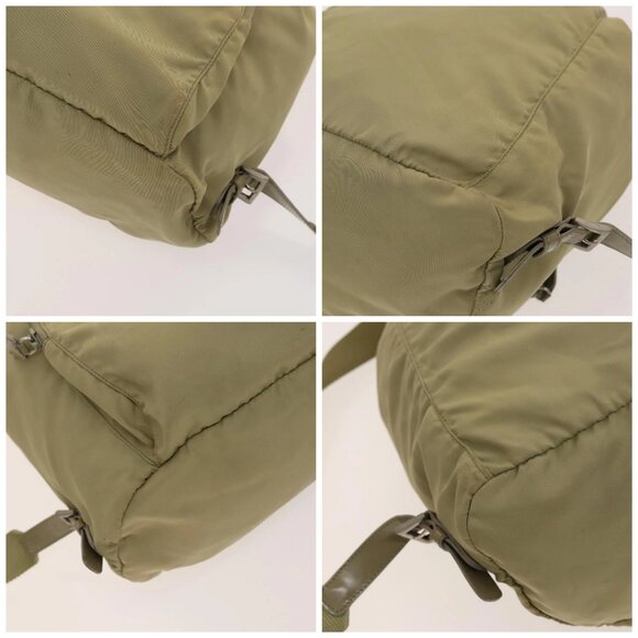 PRADA Backpack Nylon Khaki Silver Auth bs27513
